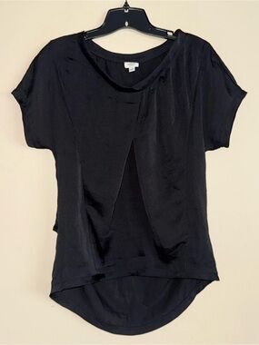 Aritzia Wilfred Black Satin Cinched Blouse Top Size XS NWOT!